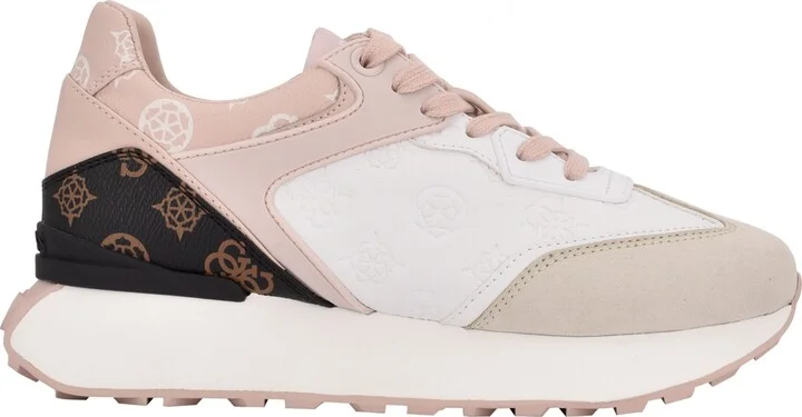 Guess Women's Luchia Fashion Forward Chunky Bottom Sneakers - White/Pink - Image 3