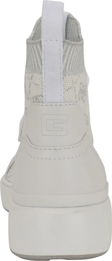 Guess Women's Mannen Knit Hi-Top Lace-Up Fashion Sneakers - White/Silver Logo - Image 3