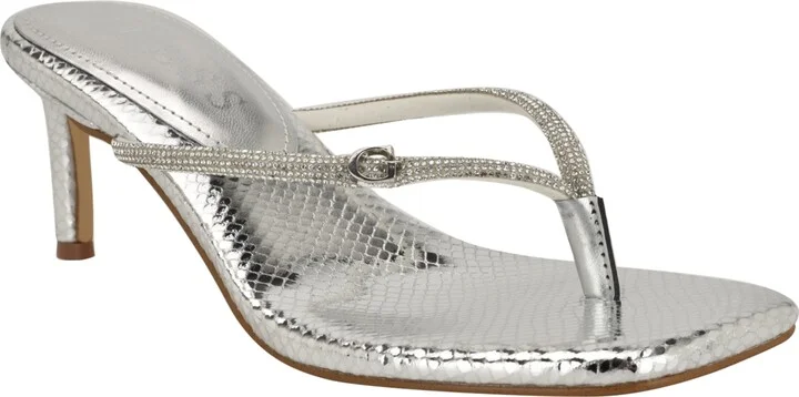 Guess Women's Mayan Rhinestone Thong Kitten Heel Sandals