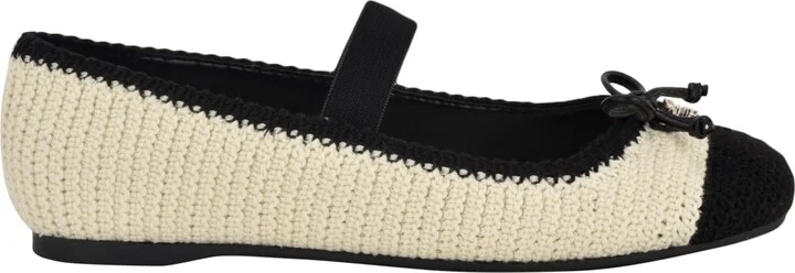Guess Women's Maysa Crochet Knit Mary Jane Flats - Black/White - Image 7