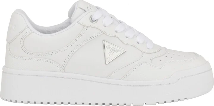 Guess Women's Miram Platform Lace-Up Court Sneakers - White/White - Image 2