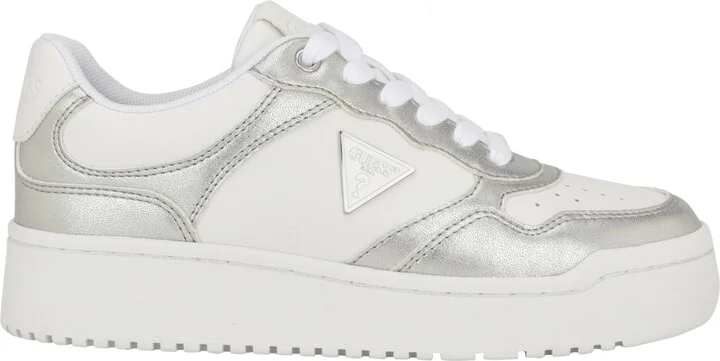 Guess Women's Miram Platform Lace-Up Court Sneakers - White/White - Image 7