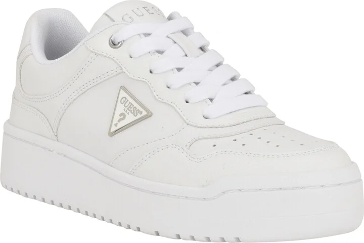 Guess Women's Miram Platform Lace-Up Court Sneakers - White/White
