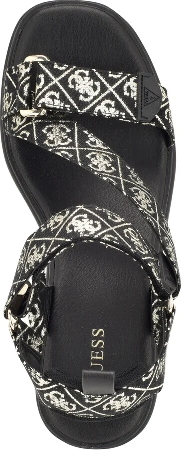 Guess Women's Ocilia Quattro Logo Sport Eva Wedge Strappy Sandals - Black, White Logo - Image 4