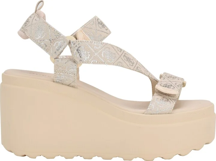 Guess Women's Ocilia Quattro Logo Sport Eva Wedge Strappy Sandals - Black, White Logo - Image 6