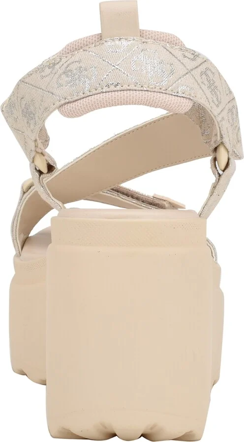 Guess Women's Ocilia Quattro Logo Sport Eva Wedge Strappy Sandals - Black, White Logo - Image 7