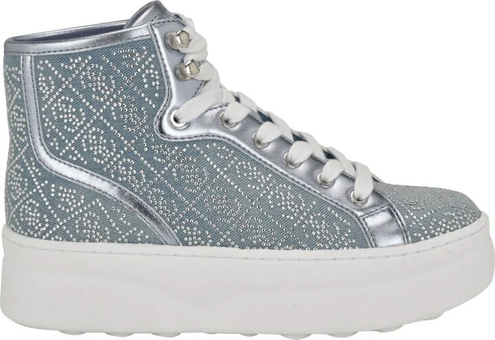 Guess Women's Queenly Rhinestone Embellished High Top Sneakers - Image 2