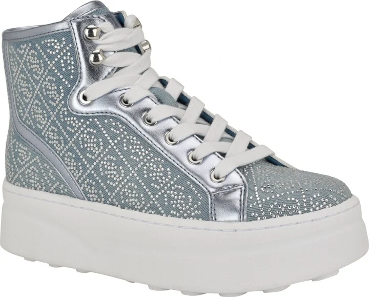 Guess Women's Queenly Rhinestone Embellished High Top Sneakers