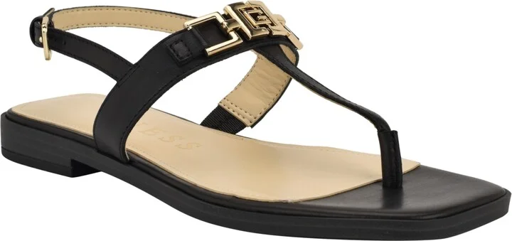 Guess Women's Reality G-Elite T-Strap Flat Sandals