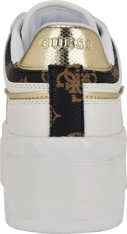 Guess Women's Ridgee Lace Up Platform Sneakers - White/Beige Multi - Image 3