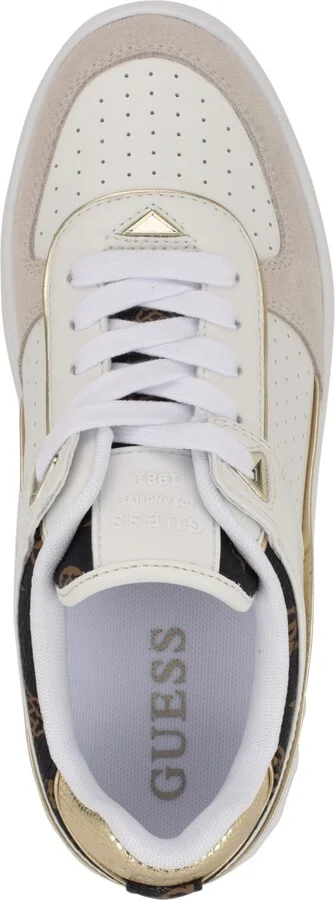 Guess Women's Ridgee Lace Up Platform Sneakers - White/Beige Multi - Image 4