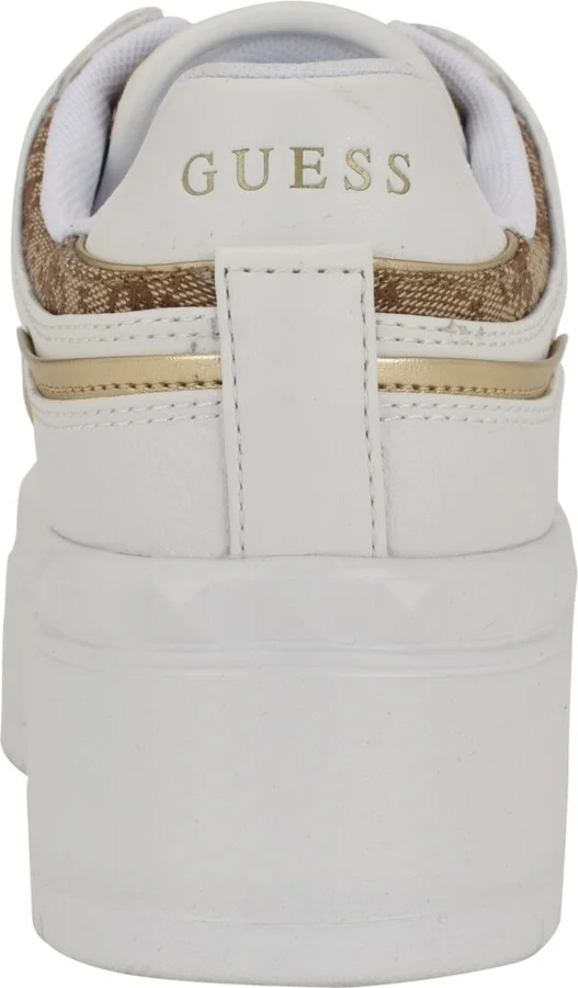 Guess Women's Ridgee Lace Up Platform Sneakers - White/Beige Multi - Image 7