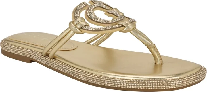 Guess Women's Saima G Cutout Rhinestone Flat Sandals