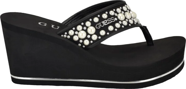 Guess Women's Silus Embellished Platform Wedge Sandals - Image 6