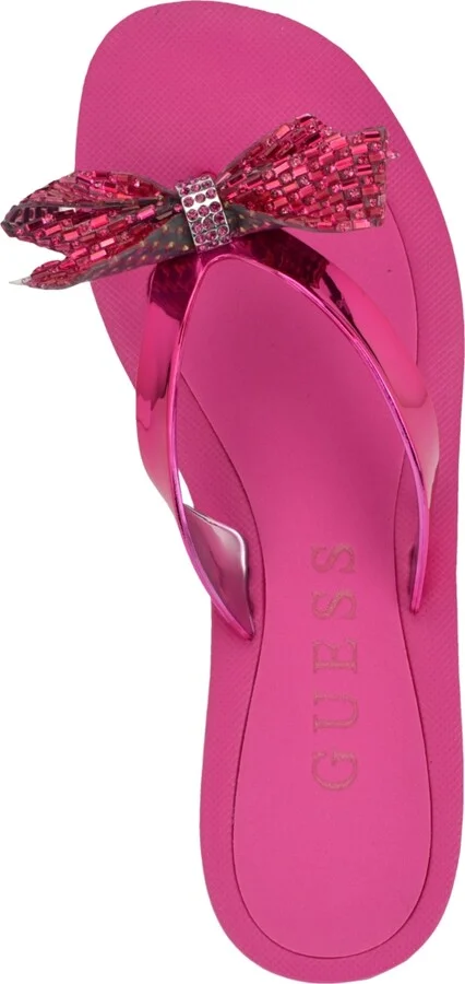 Guess Women's Tata Eva Sparkle Bow Flip Flop Sandals - Image 4