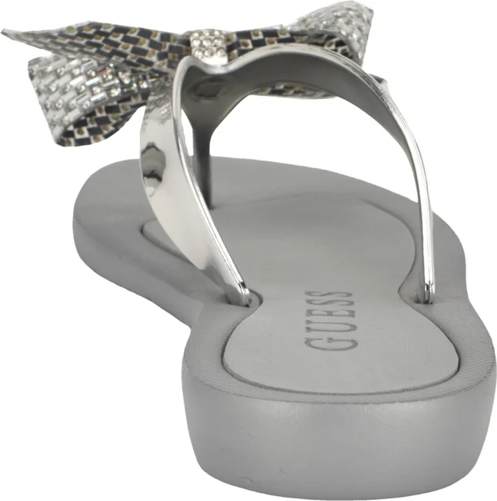Guess Women's Tata Eva Sparkle Bow Flip Flop Sandals - Image 7
