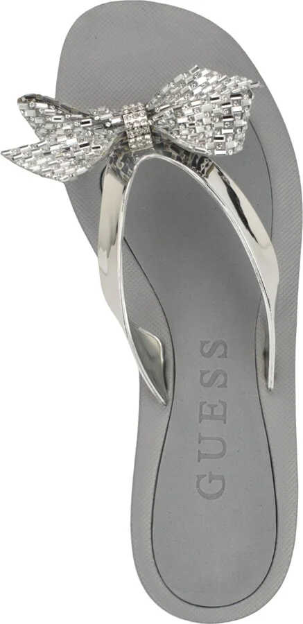 Guess Women's Tata Eva Sparkle Bow Flip Flop Sandals - Image 8