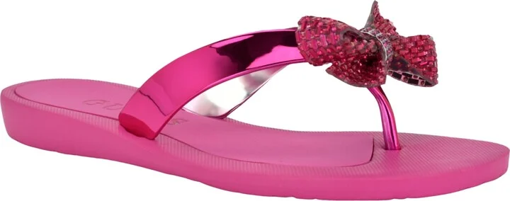 Guess Women's Tata Eva Sparkle Bow Flip Flop Sandals