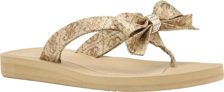 Guess Women's Tutu Eva Fashion Bow Detail Flip Flop Sandals