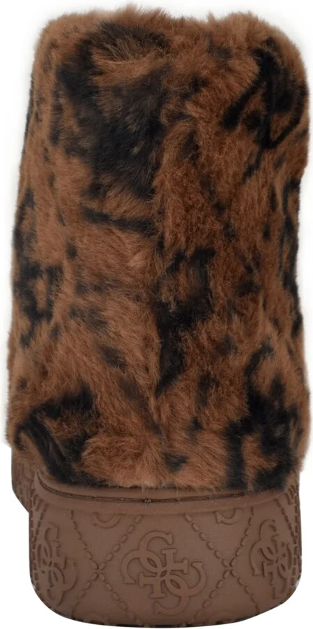 Guess Women's United Faux Fur Slip-On Short Booties - Medium Brown/Black Logo - Image 3