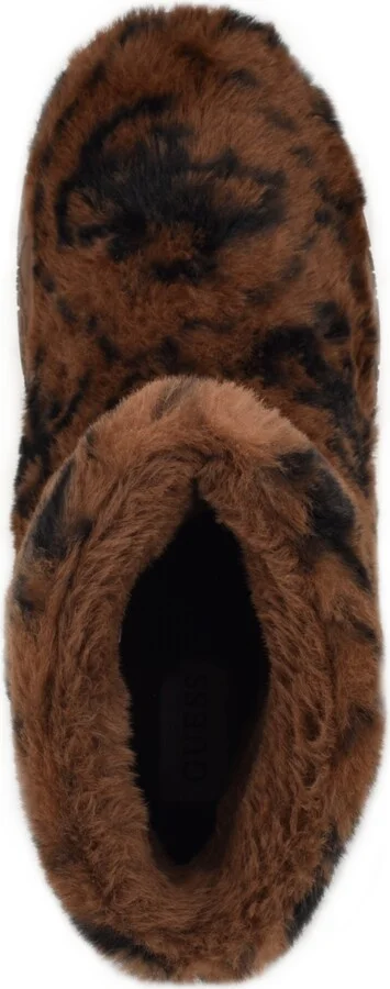 Guess Women's United Faux Fur Slip-On Short Booties - Medium Brown/Black Logo - Image 4