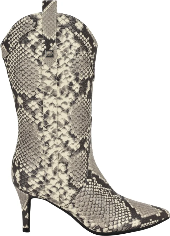 Guess Women's Wurlie Western Stiletto Heeled Slip-On Booties - Black/White Snake - Image 2
