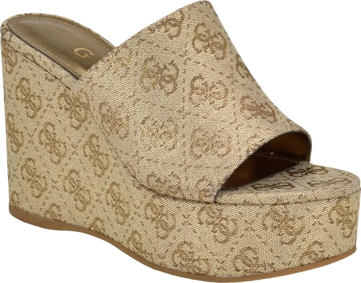 Guess Women's Yenise Single Band Slide Platform Wedge Sandals
