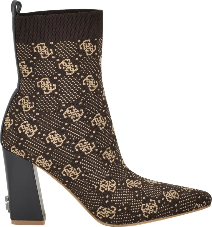 Guess Women's Yonel Block Heel Stretch Knit Logo Dress Booties - Image 2