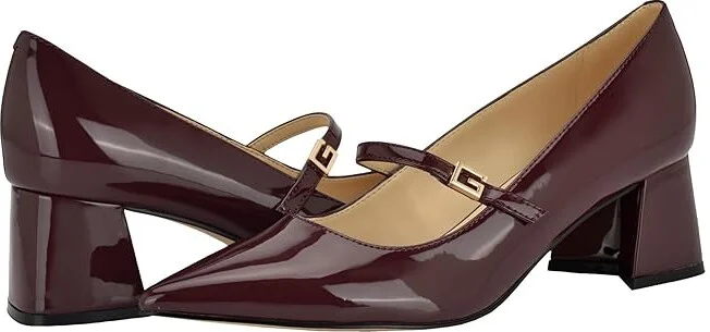GUESS Zands High Women's Heels Dark Red Patent : 6.5 M, Leather