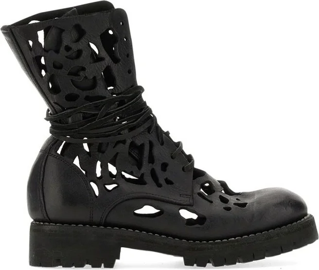 Guidi Cut-Out Lace-Up Ankle Boots