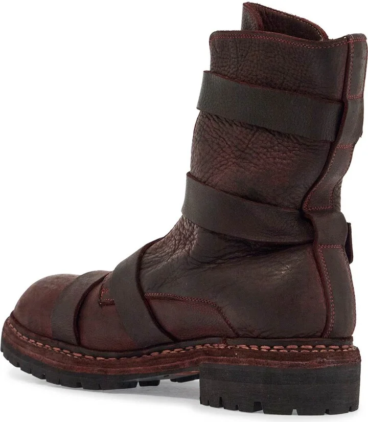 GUIDI dark red horse leather boots with adjustable straps - Image 2
