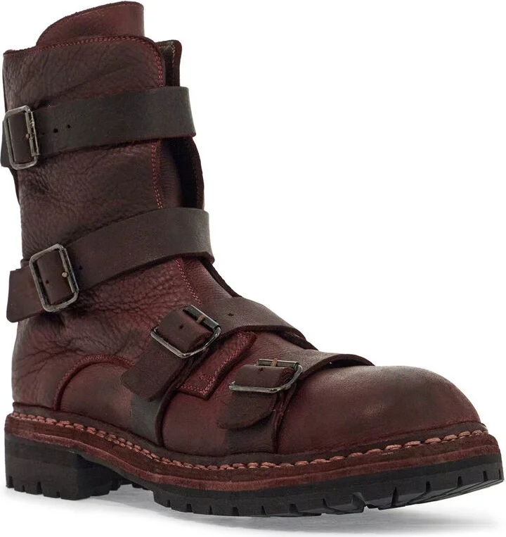 GUIDI dark red horse leather boots with adjustable straps - Image 4