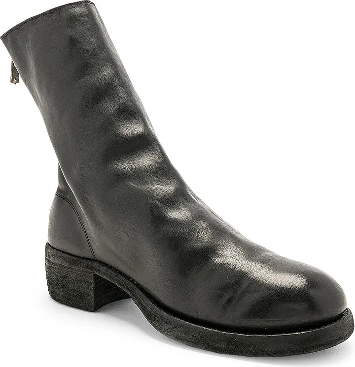 Guidi Leather Horse Zip Back Boots in Black - Image 2
