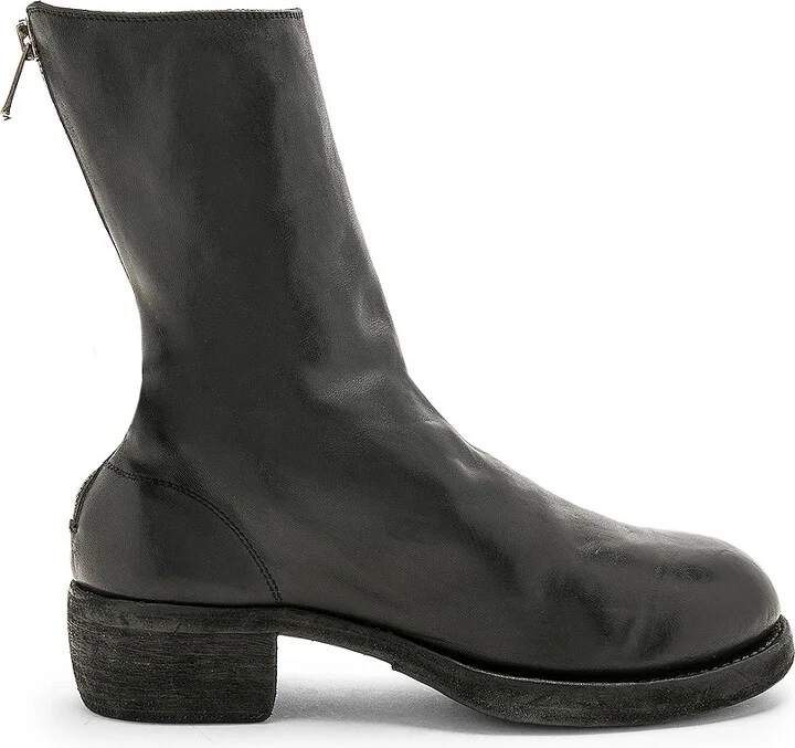 Guidi Leather Horse Zip Back Boots in Black