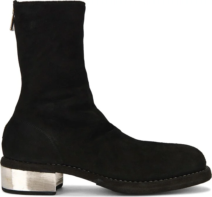 Guidi Metal Heel Back Zip Boot in Black