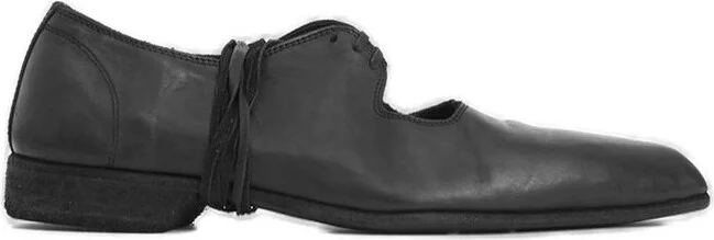 Guidi Pointed Toe Lace-Up Flat Shoes