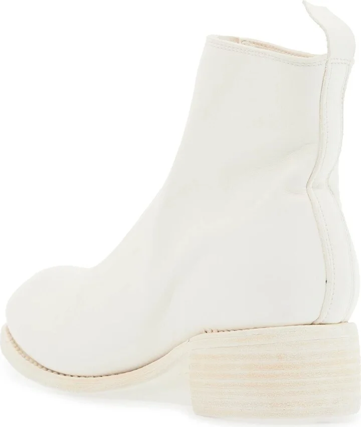 GUIDI unisex white horse and calf leather boots with elegant side zip - Image 2