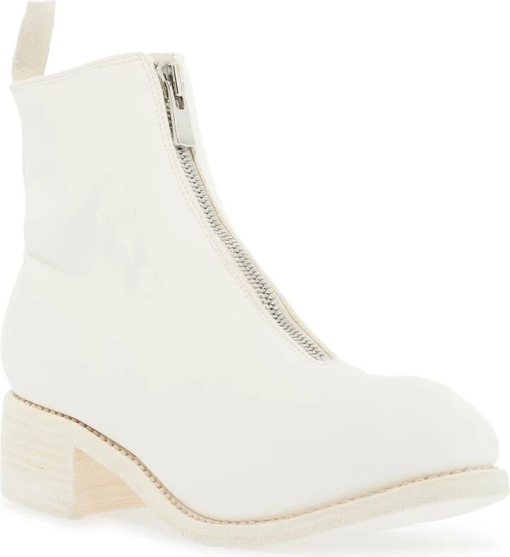GUIDI unisex white horse and calf leather boots with elegant side zip - Image 4