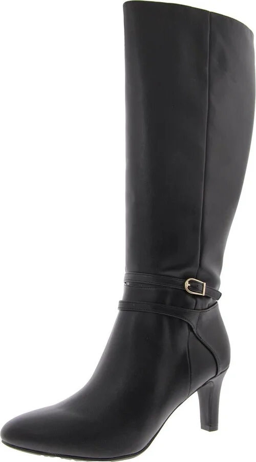 Guild Womens Solid Faux Leather Knee-High Boots
