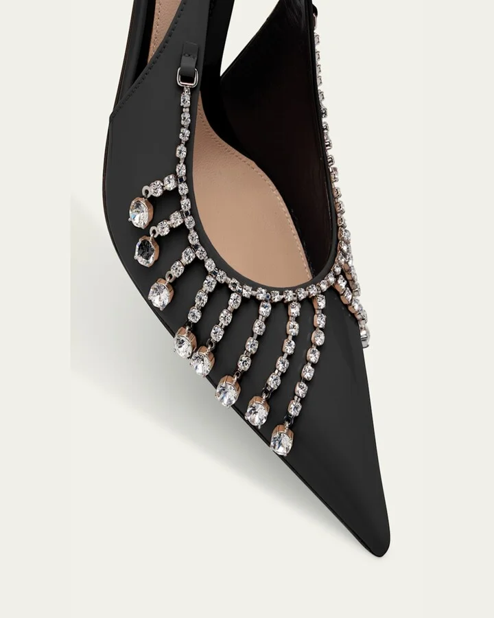 Guinevere Crystal Leather Slingback Stiletto Pumps - Image 4