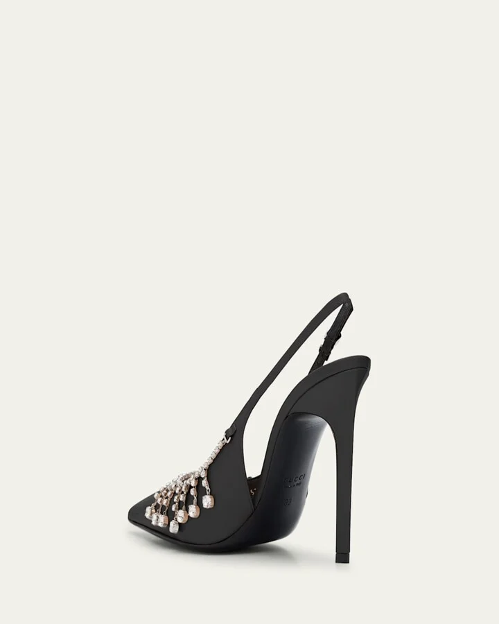 Guinevere Crystal Leather Slingback Stiletto Pumps - Image 5