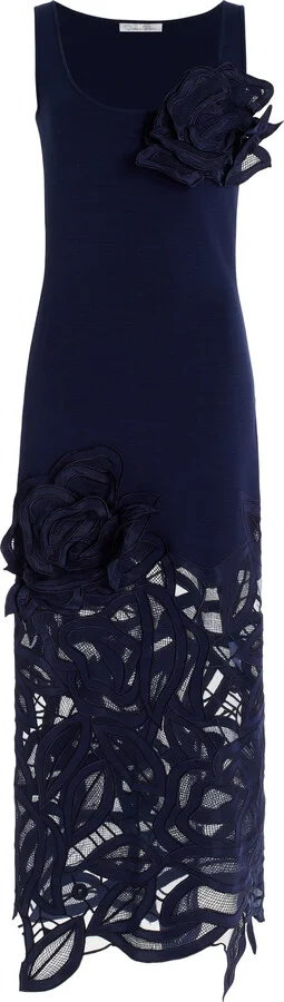 Guipure Knit Midi Dressde la Renta