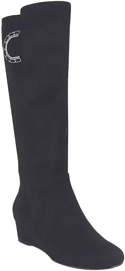 Gurtha Womens Microsuede Wide Calf Knee-High Boots