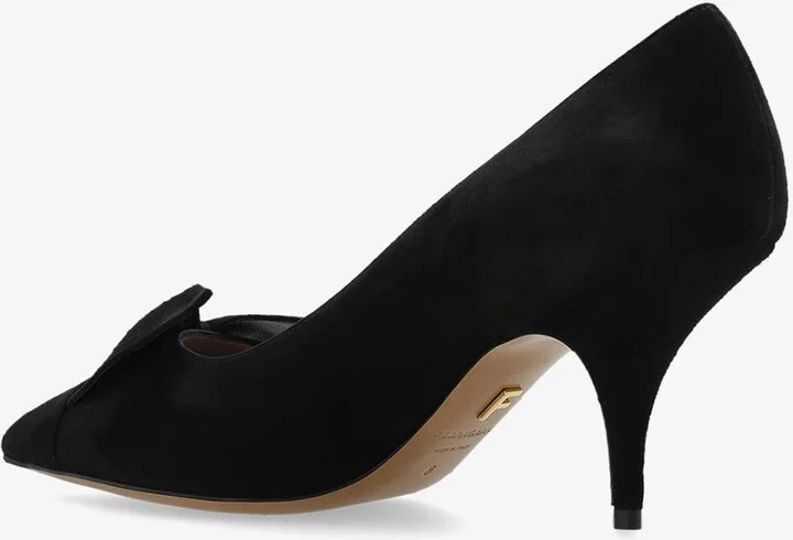 Gwen 70 Bow Court Suede Pumps - Image 2