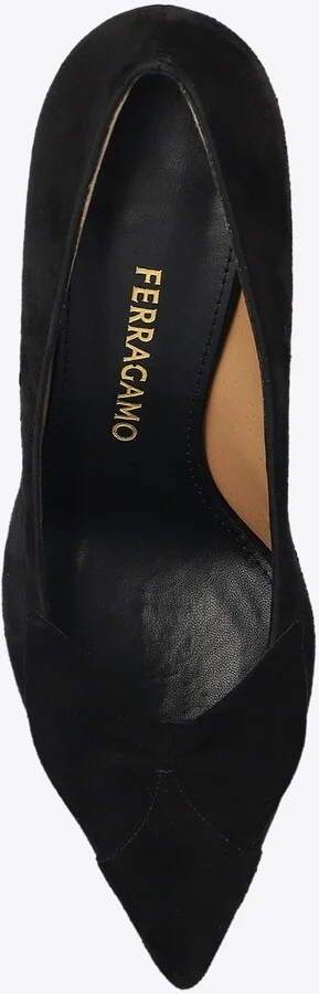 Gwen 70 Bow Court Suede Pumps - Image 3