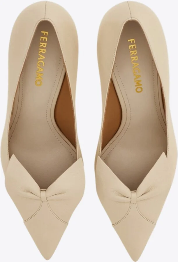 Gwen 70 Soft Bow Nappa Leather Pumps - Image 2