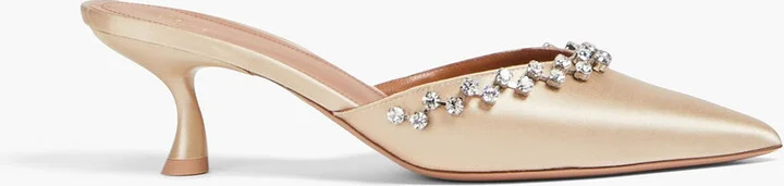 Gwyn 45 crystal-embellished satin mules