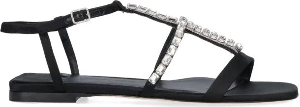Gwyn" Crystal Sandals Black