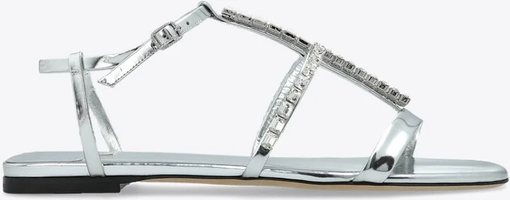 Gwyn Metallic Leather Flat Sandals