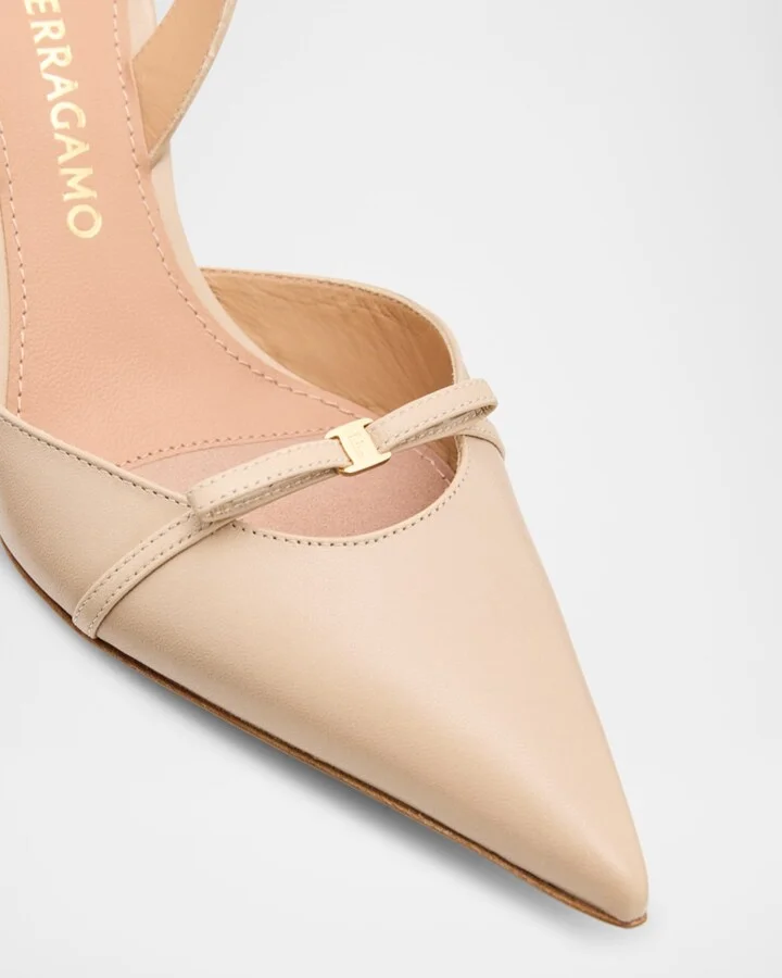 Gylla Leather Bow Slingback Pumps - Image 2